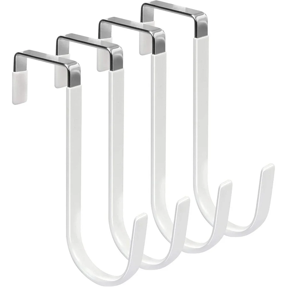 Set of‎ 4 FYY Over The Door White Hangers Hooks with Rubber Prevent Scratches He